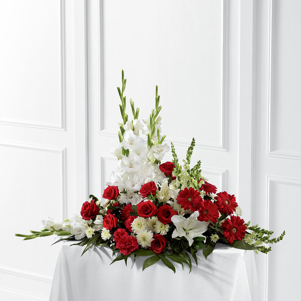 Crimson & White Arrangement – Flowers That Cliq, La Verne CA
