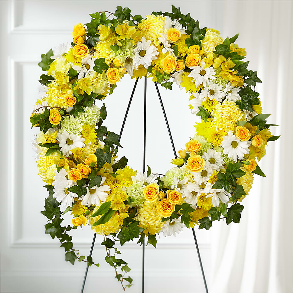 Golden Remembrance Wreath – Flowers That Cliq, La Verne CA