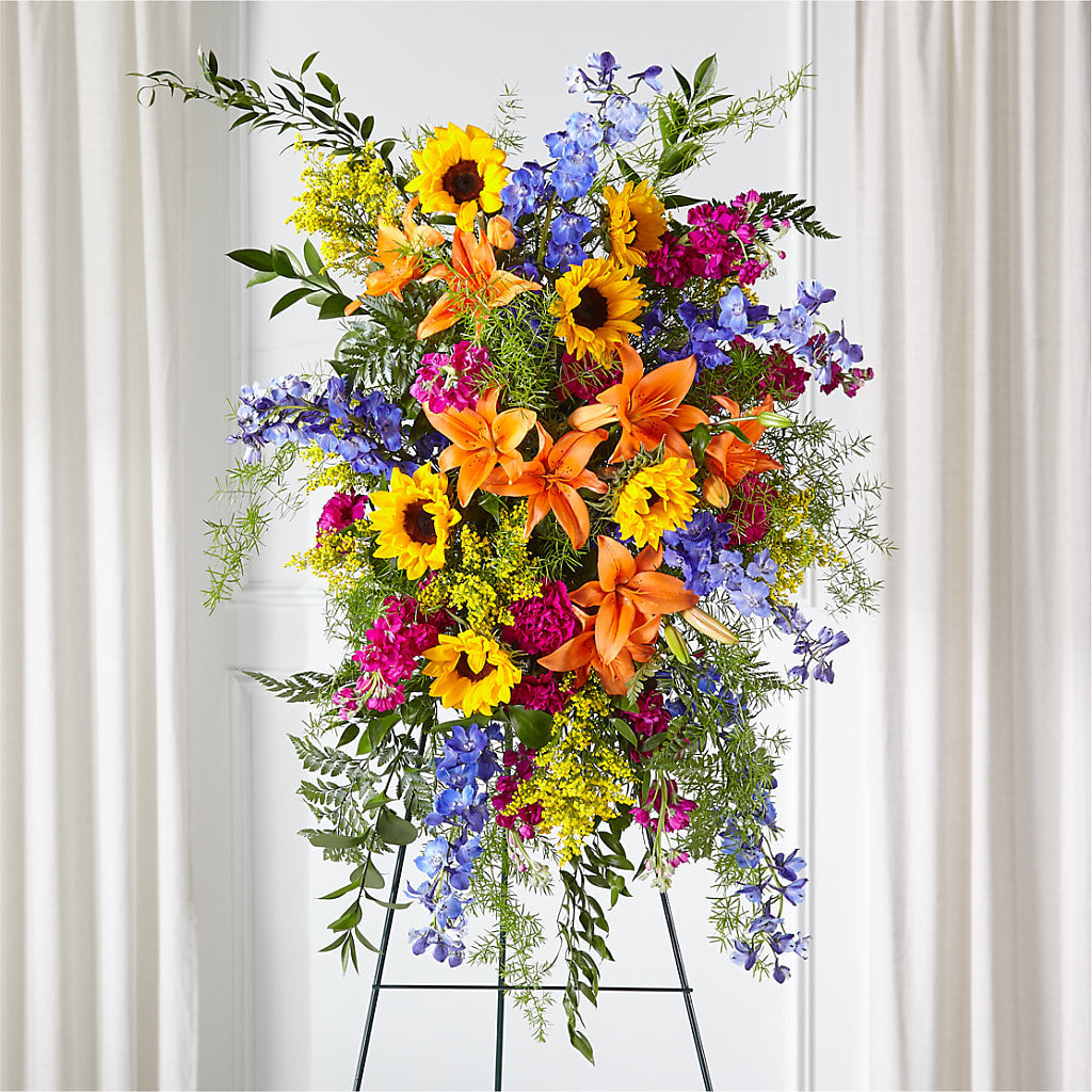 Sunlit Memories Standing Spray (Standard) – Flowers That Cliq, La Verne CA