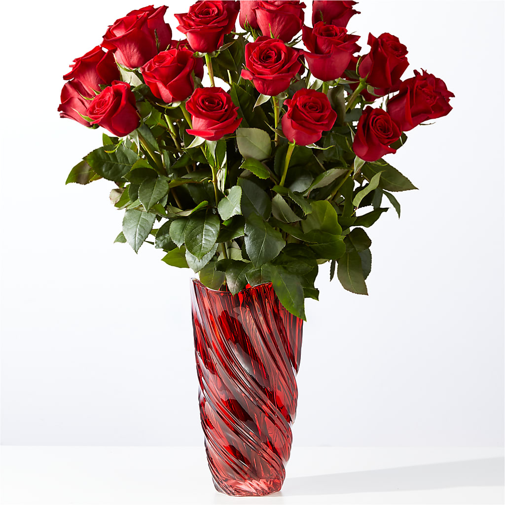 Classic Love Red Rose Bouquet with Luxe Swirl Vase – Flowers That Cliq, La Verne CA