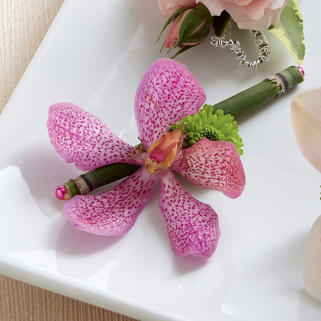 Pink Mokara Boutonniere – Flowers That Cliq, La Verne CA