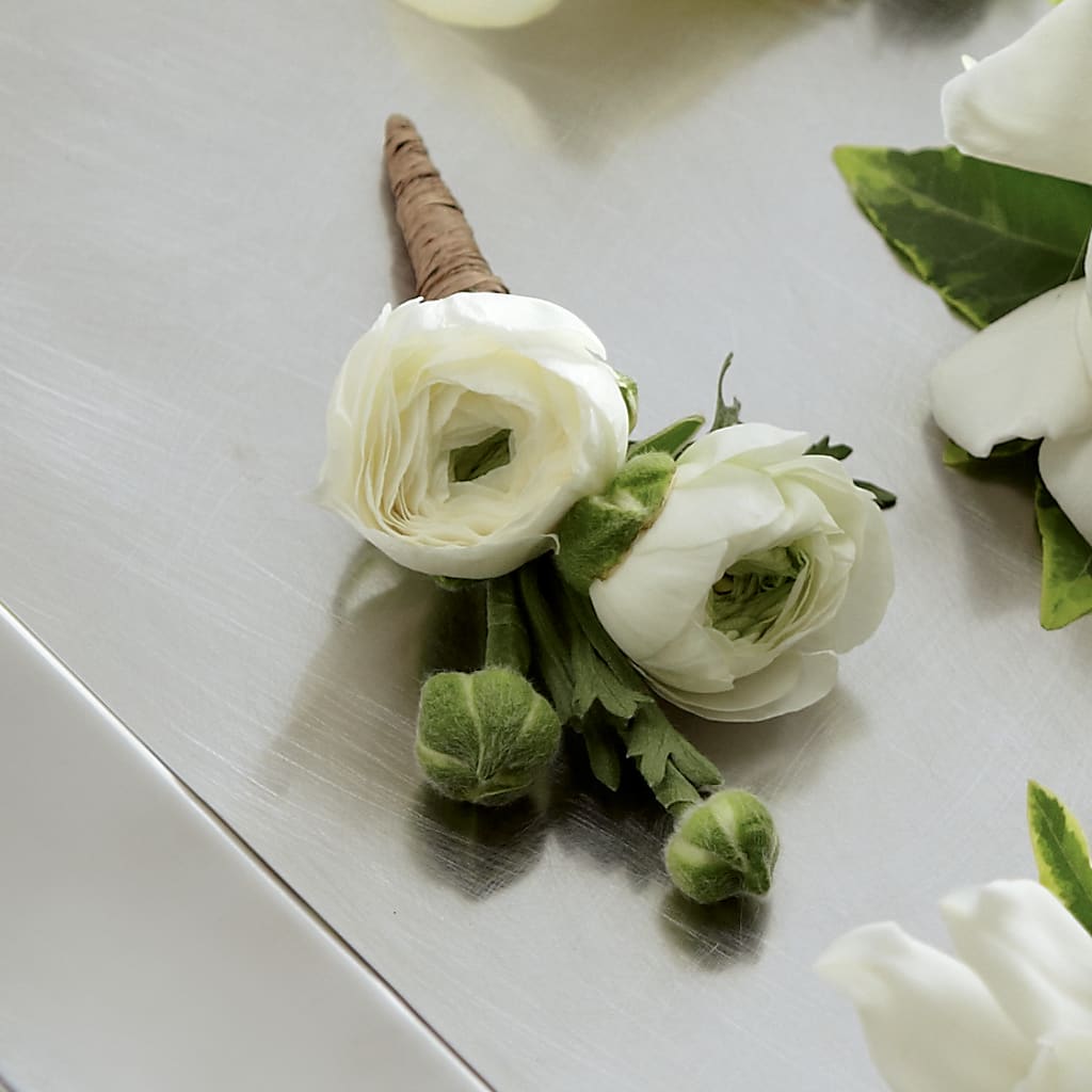 White Ranunculus Boutonniere – Flowers That Cliq, La Verne CA