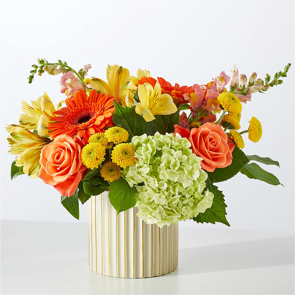 Autumn Sunshine Bouquet with Ivory Vase –  Flowers That Cliq, La Verne CA