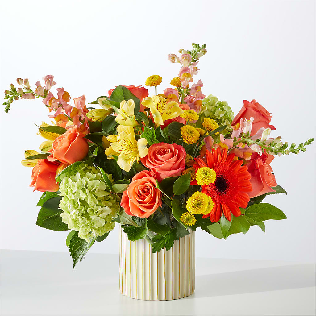 Autumn Sunshine Bouquet with Ivory Vase –  Flowers That Cliq, La Verne CA
