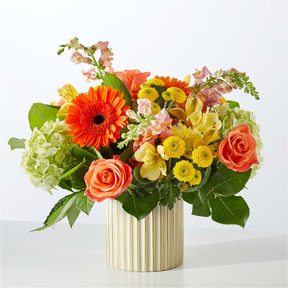 Autumn Sunshine Bouquet with Ivory Vase –  Flowers That Cliq, La Verne CA