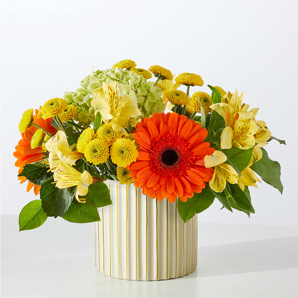 Autumn Sunshine Bouquet with Ivory Vase –  Flowers That Cliq, La Verne CA