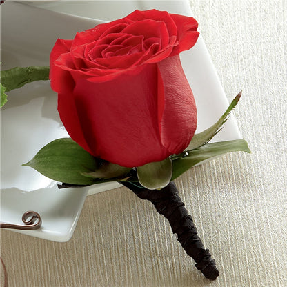 Red Rose Boutonniere –  Flowers That Cliq, La Verne CA